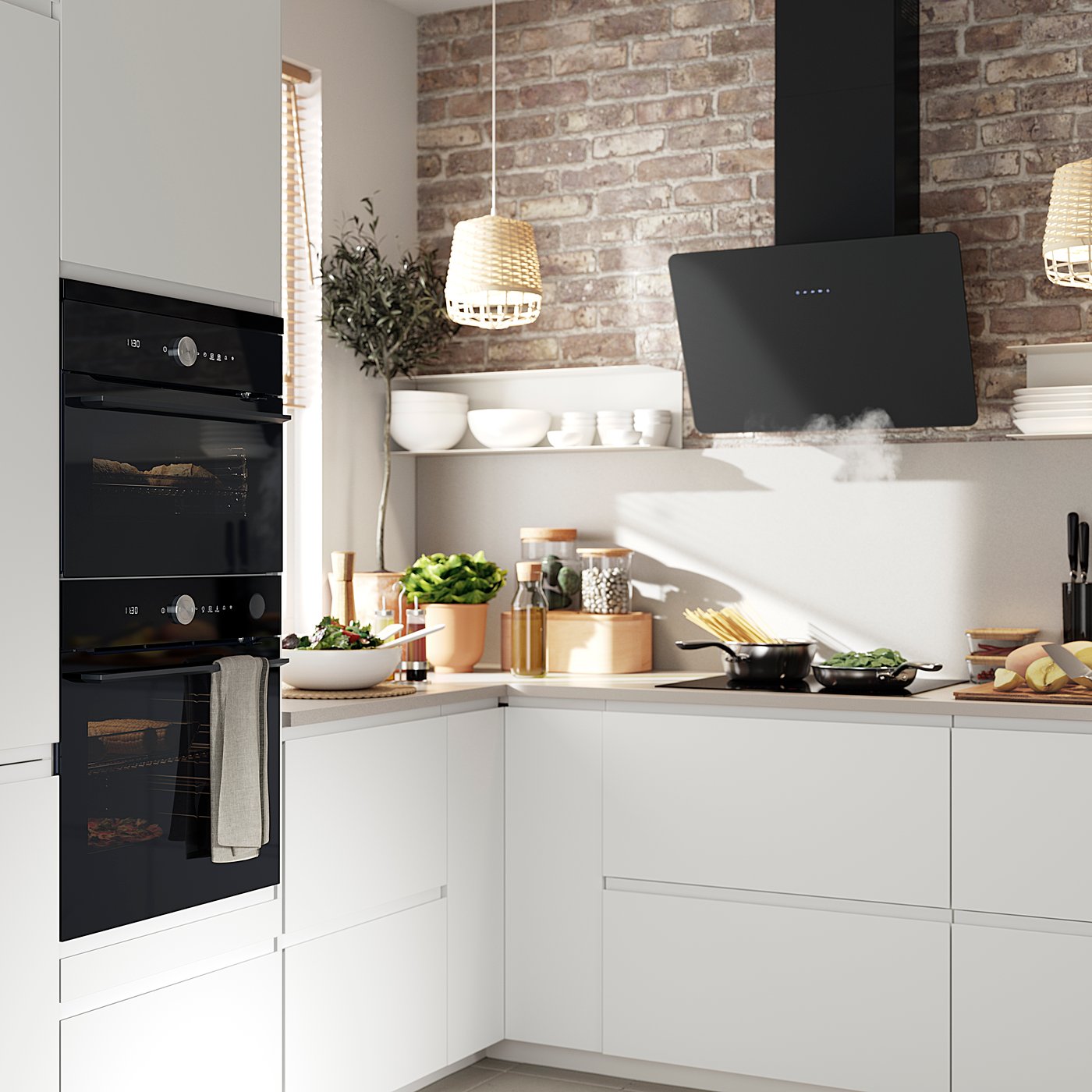 Un frontale cassetto VOXTORP bianco opaco in cucina.