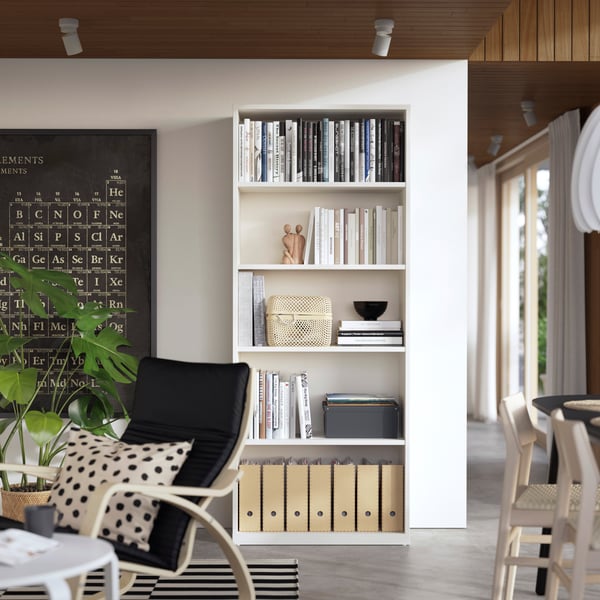 An off-white TONSTAD bookcase