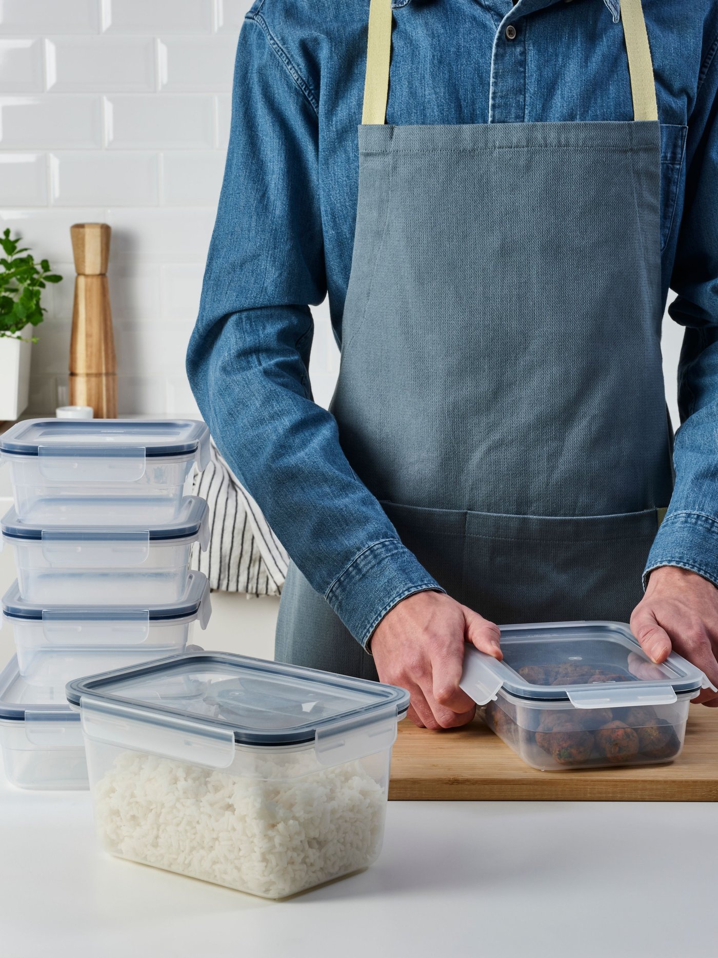 A plastic IKEA 365+ food container with lid
