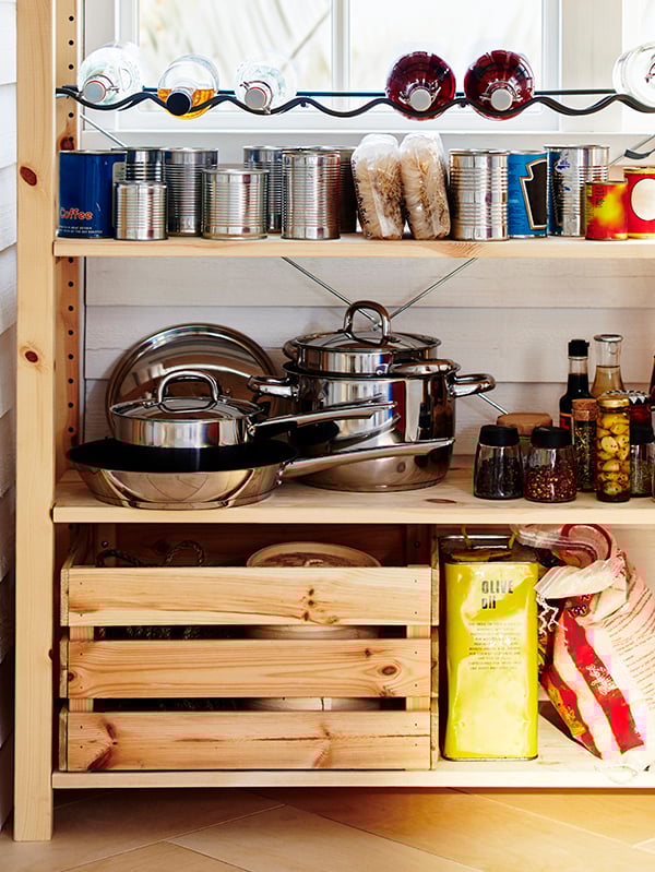 A pine KNAGGLIG box in the kitchen