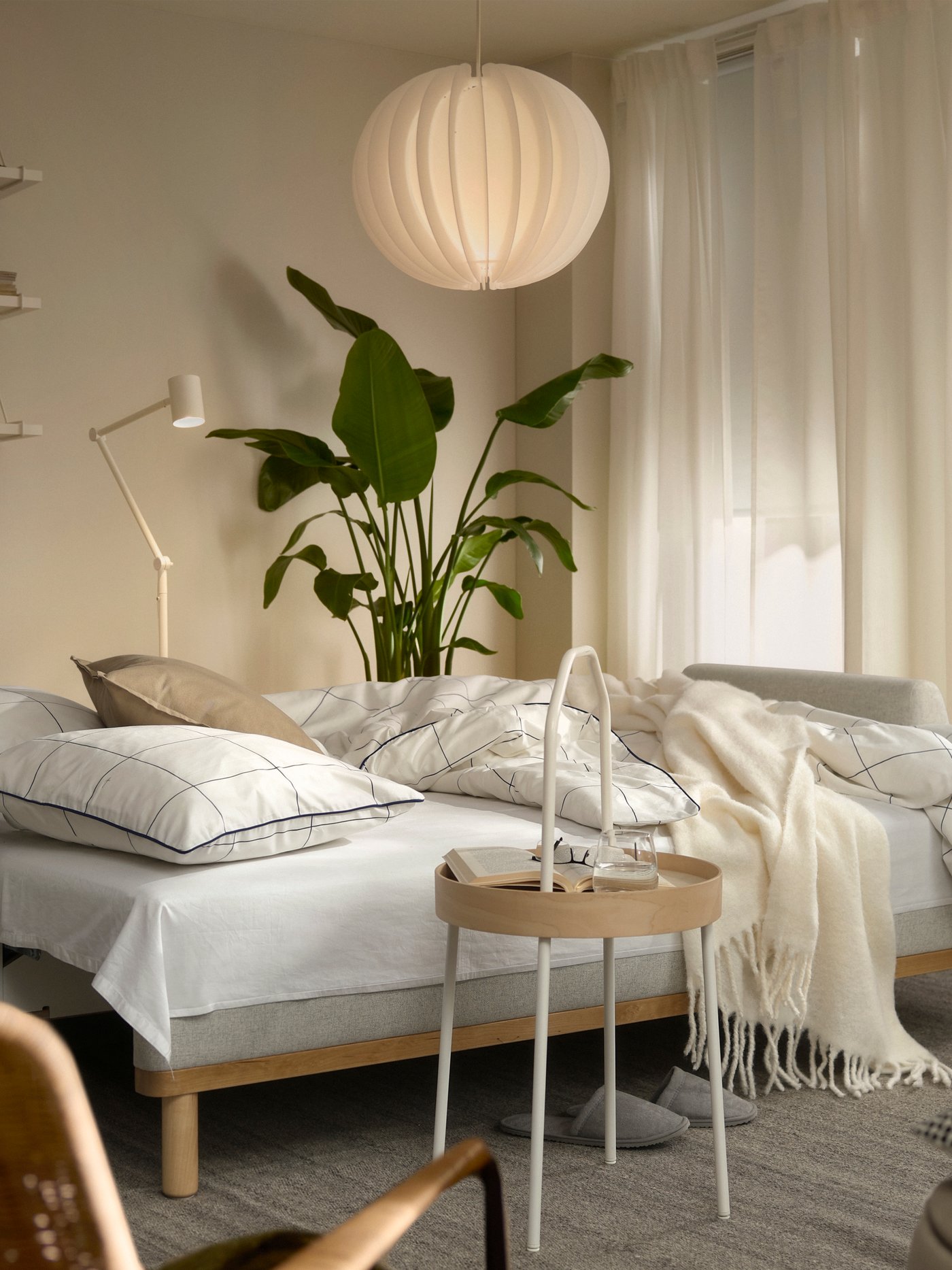 A Gunnared beige GRUNNARP 3-seat sofa-bed