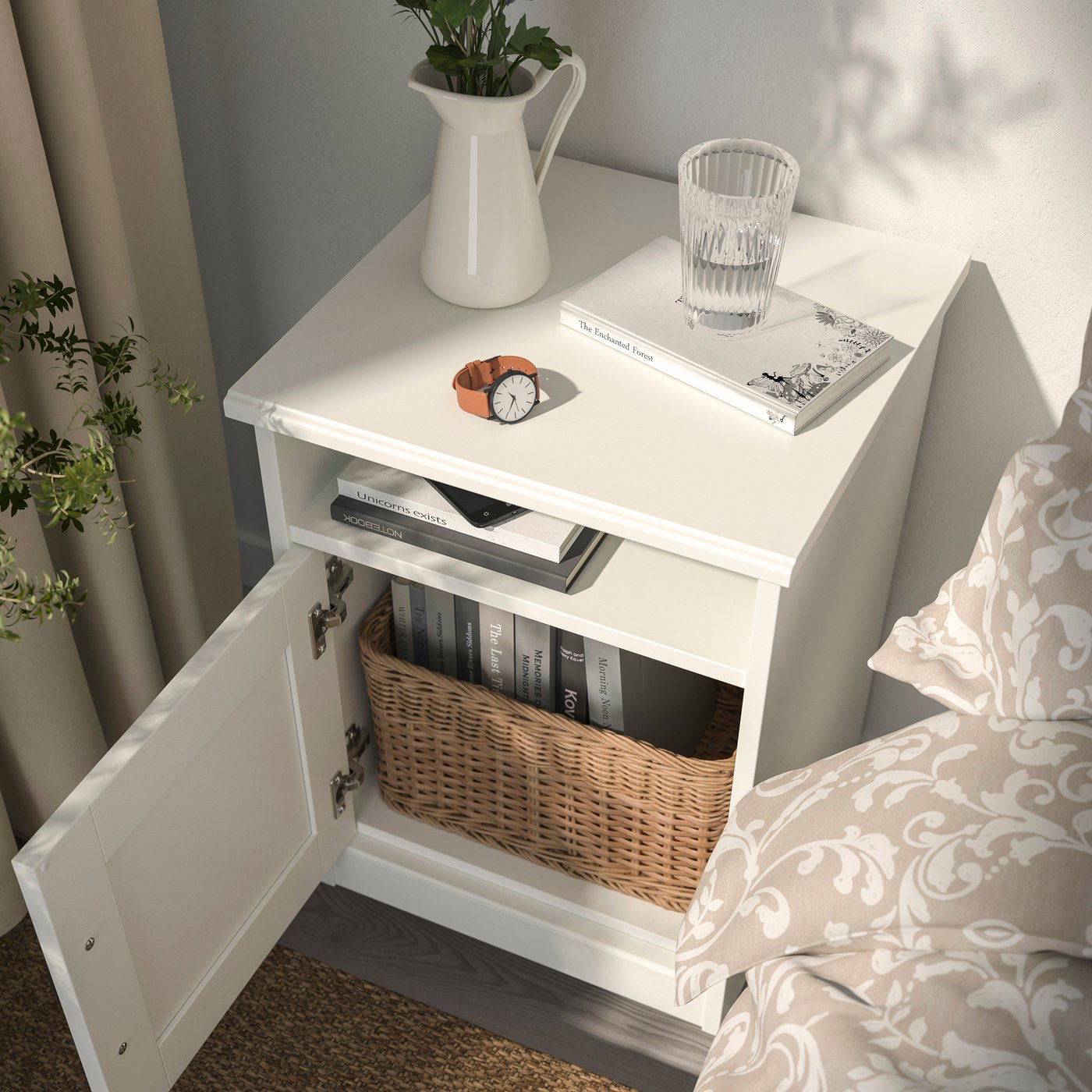 A white SONGESAND bedside table