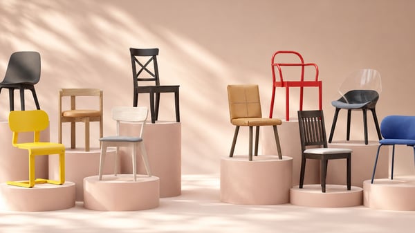 A dark brown stained/Kilanda light beige NÄSINGE chair
