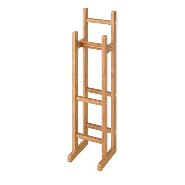 A bamboo RÅGRUND toilet roll stand in the NA