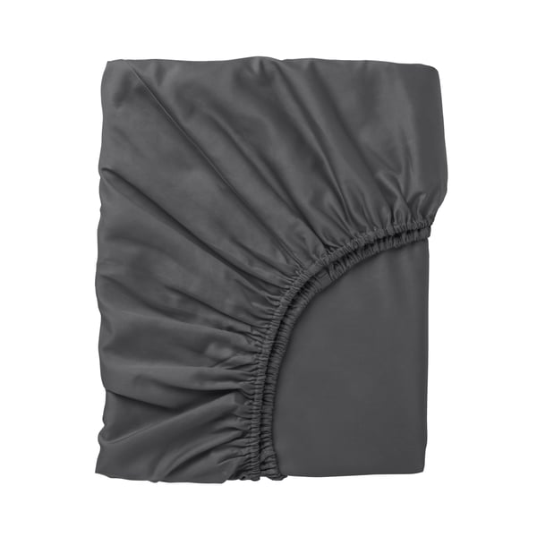 A dark grey NATTJASMIN fitted sheet in the NA