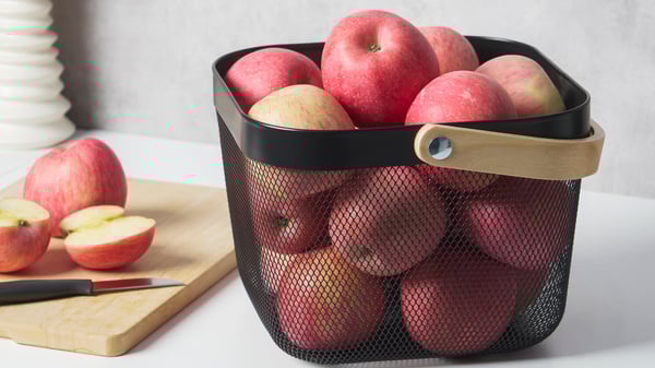 A dark grey RISATORP basket