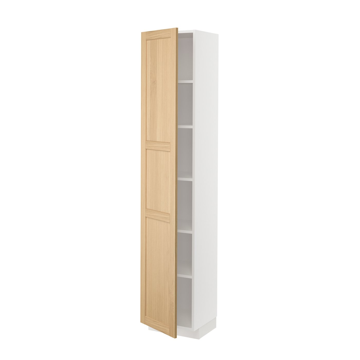 IKEA METOD högskåp med hyllplan, vit/forsbacka ek, 40x37x200 cm