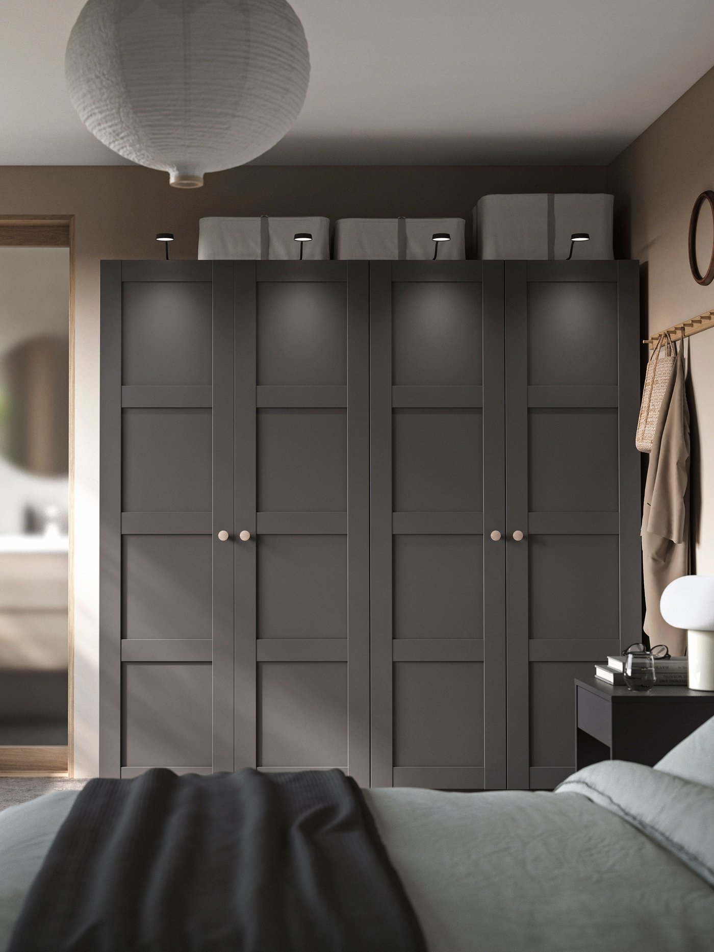 A dark grey/dark grey PAX wardrobe