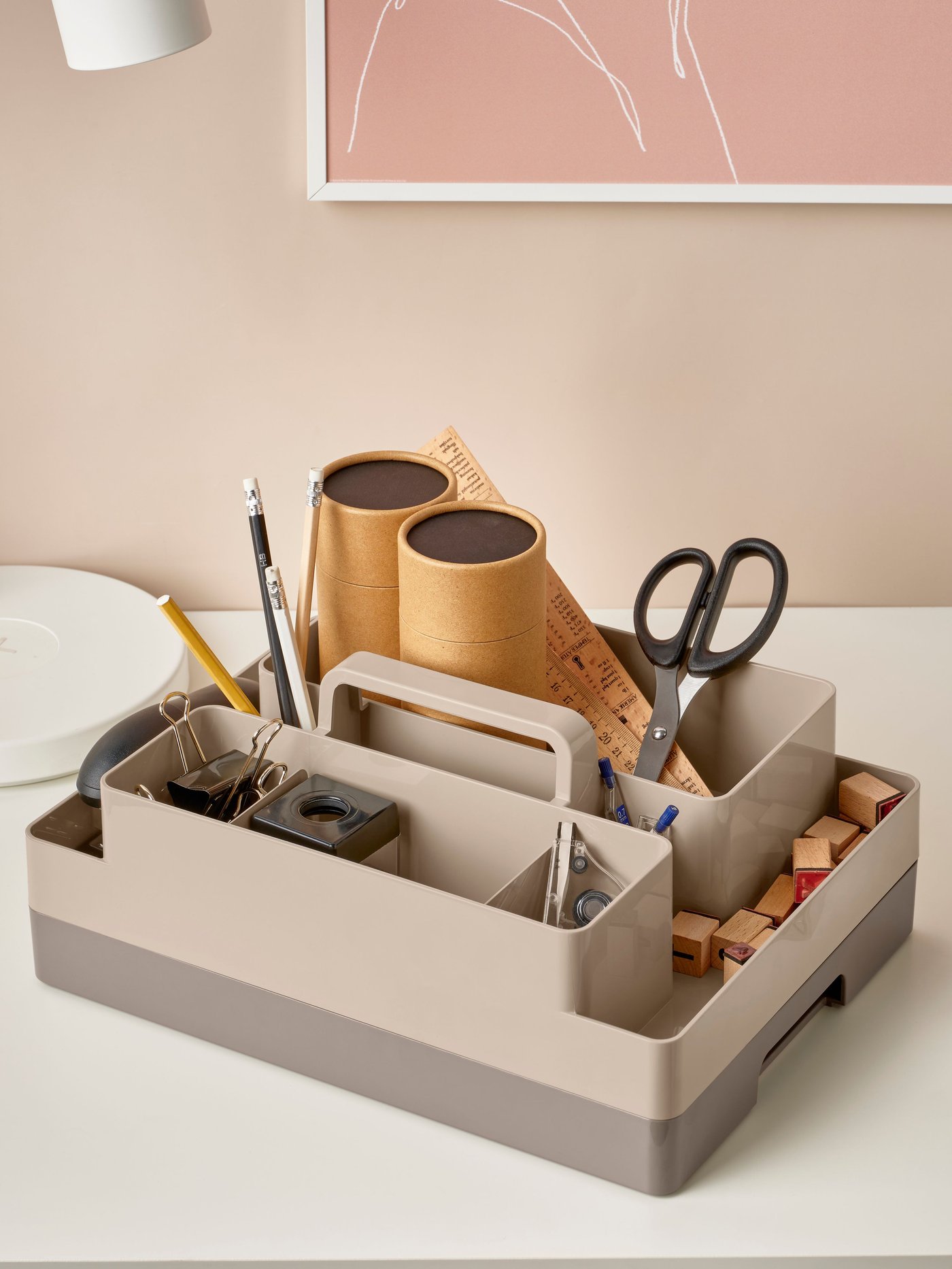A grey-beige/dark grey-beige KUGGIS desk organiser set, 2 pieces