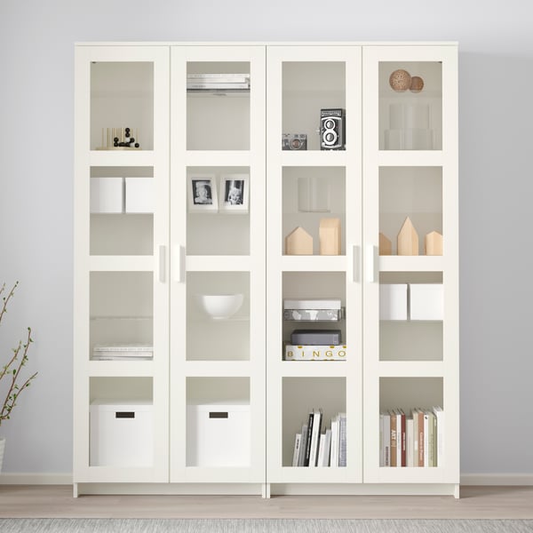 A white BRIMNES storage combination w glass doors