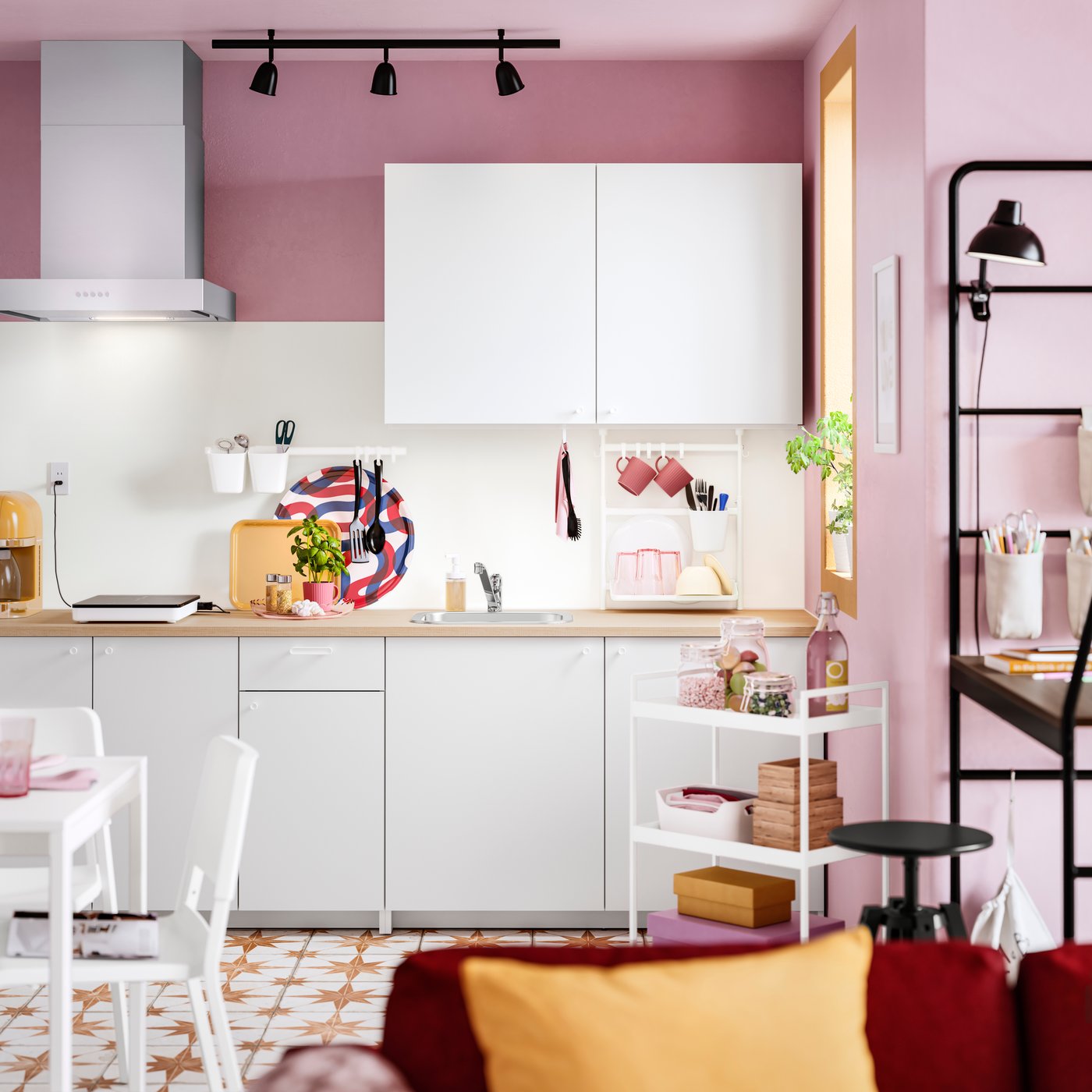 nini　IKEA キッチンカウンター TORNVIKEN トルンヴィーケン アイランドキッチン, グレー/オーク
