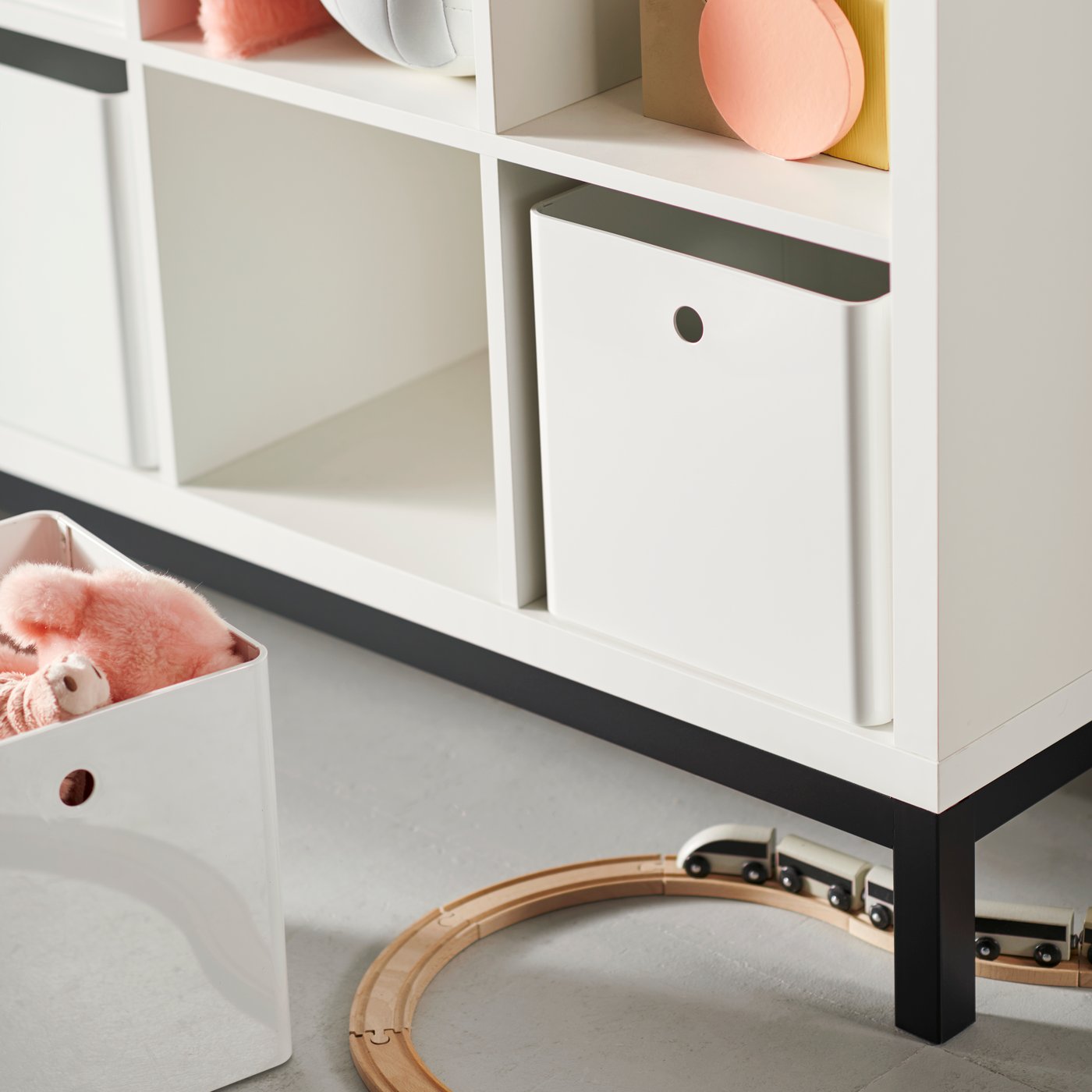 A black KALLAX underframe