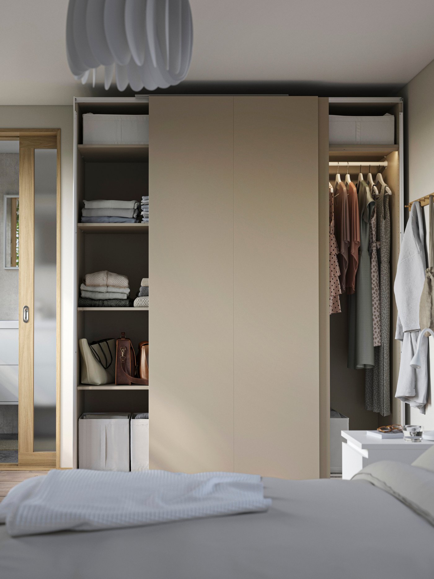 A grey-beige/grey-beige PAX wardrobe