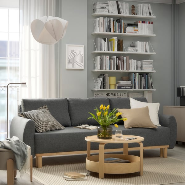 A Gunnared medium grey GRUNNARP 3-seat sofa-bed