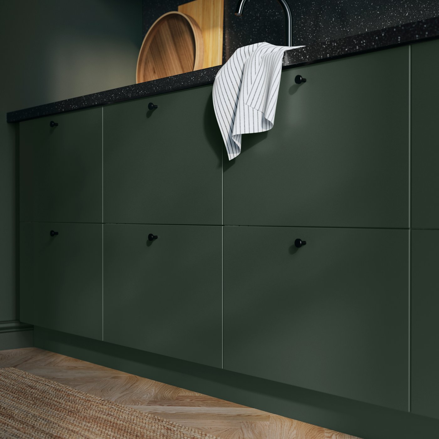 A deep green HAVSTORP drawer front