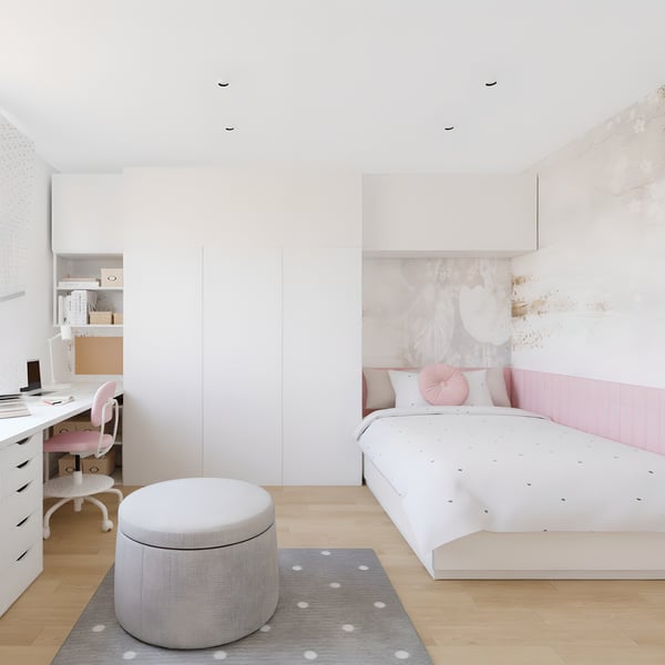 Omara in postelja v otroški sobi