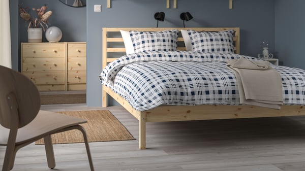 A pine TARVA bed frame