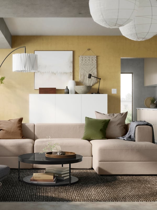 A right/Samsala grey/beige JÄTTEBO 4-seat mod sofa w chaise longue