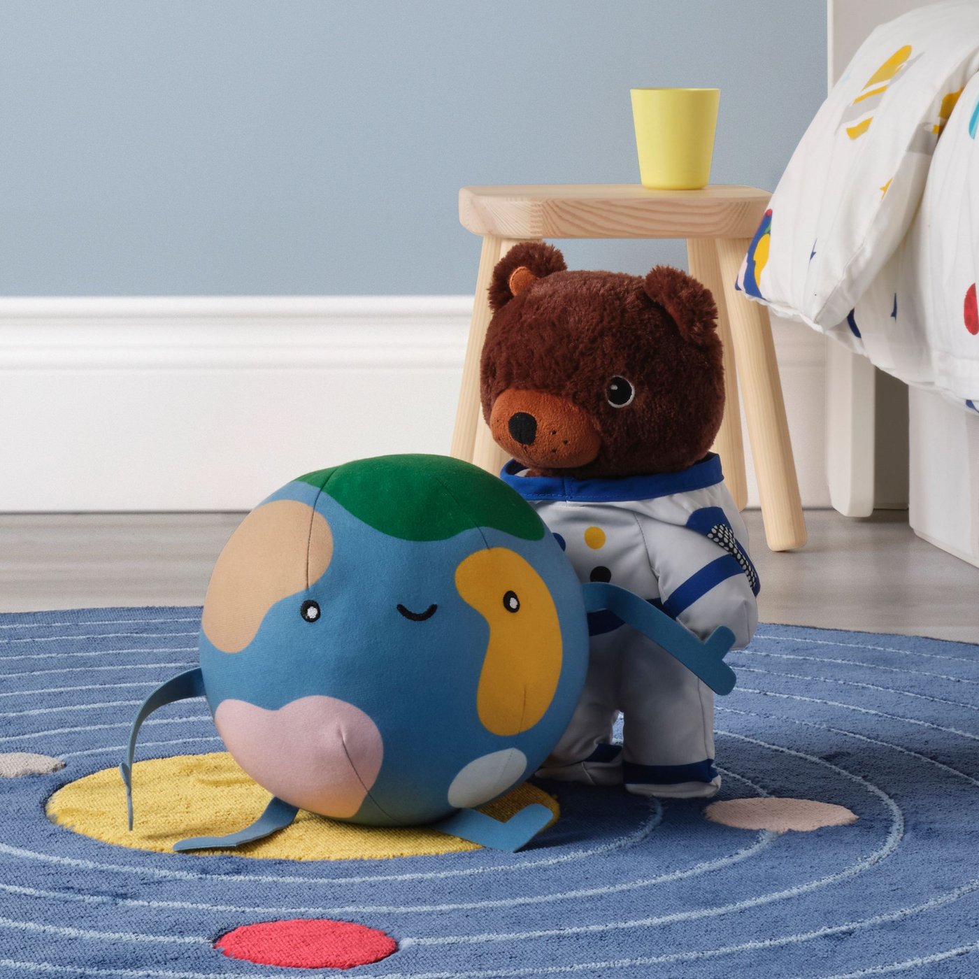 An Earth/multicolour AFTONSPARV soft toy