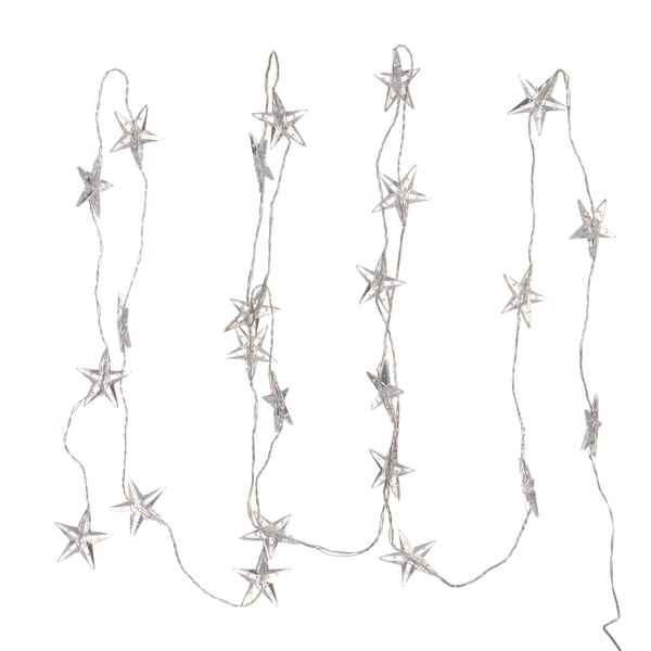 Outdoor LED lighting chains star shaped on white background.