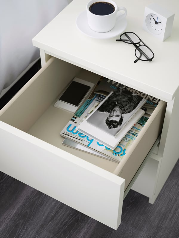 A white MALM chest of 2 drawers