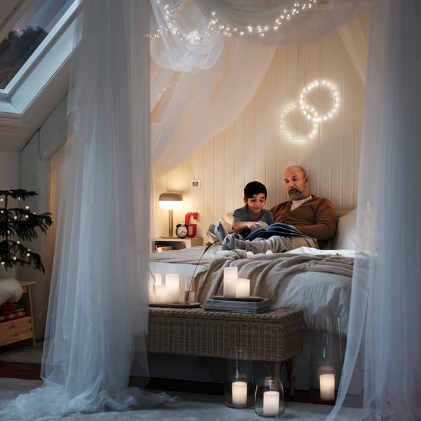 Weisse LILL-Vorhänge mit Stangentasche, 1 Paar für das Schlafzimmer