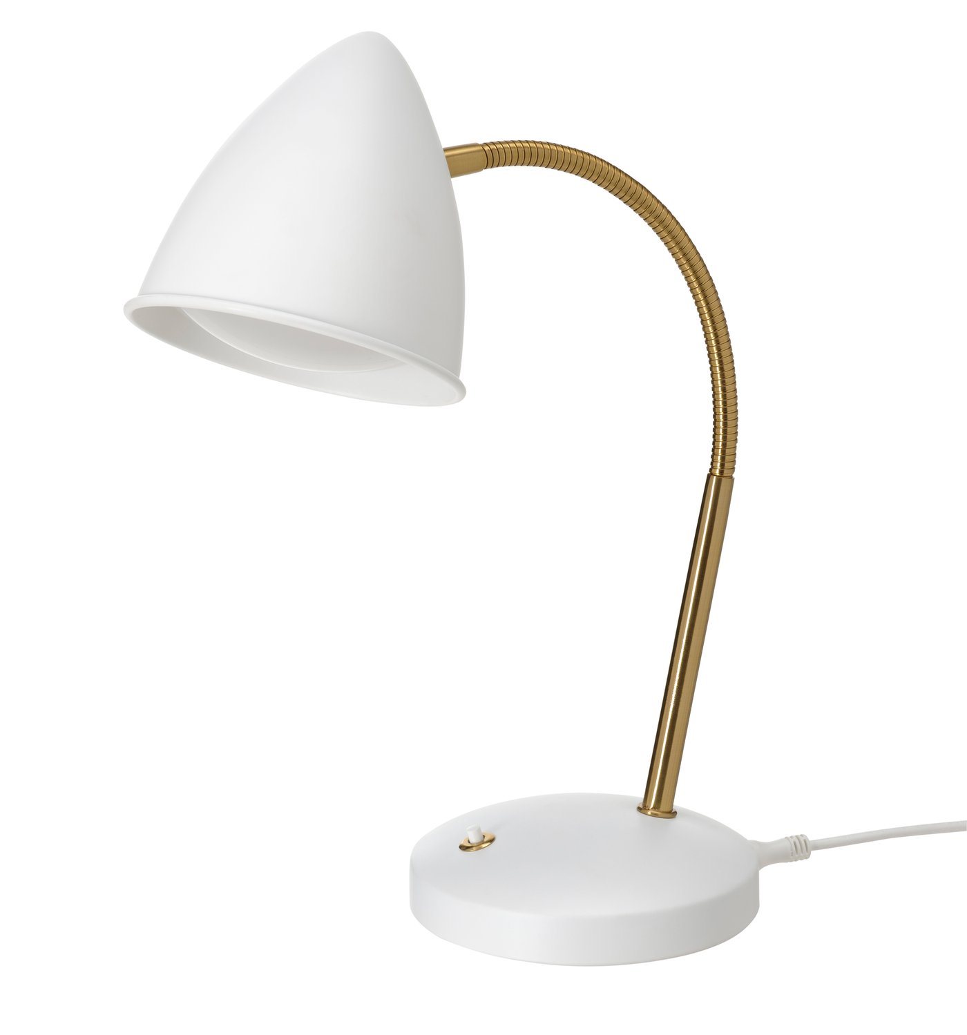 A white/brass-colour ISNÅLEN LED work lamp