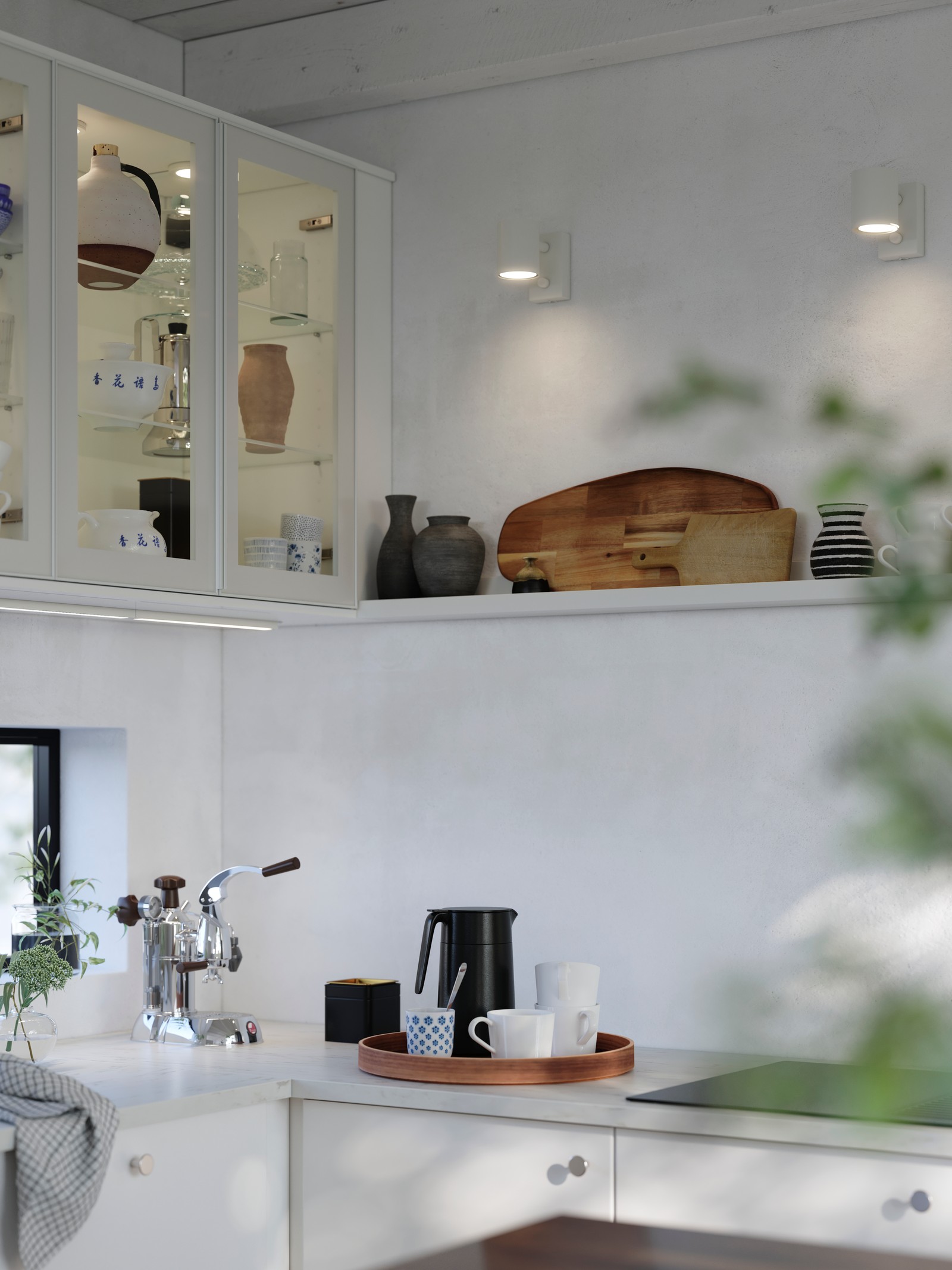 Modern kitchen with high glossy white cabinets - IKEA CA