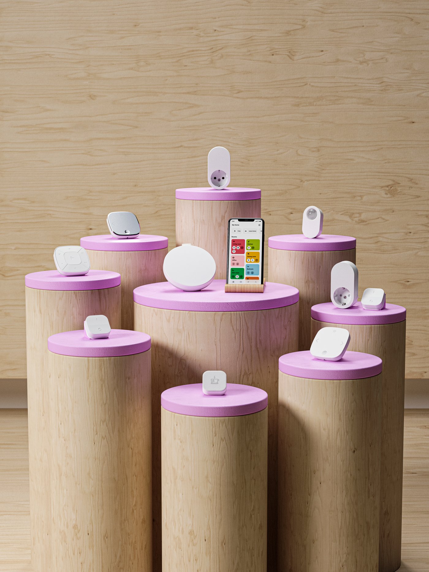 A white smart DIRIGERA hub for smart products