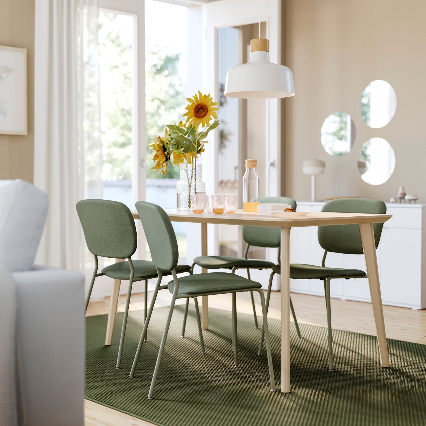 An ash veneer LISABO table in the dining room