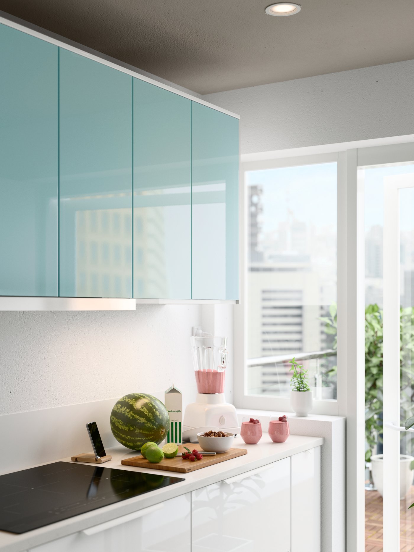 Cuisine blanc brillant IKEA façade RINGHULT