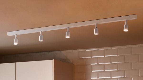 A white BÄVE LED ceiling track, 5-spots