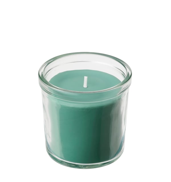 A Fresh grass/light green HEDERSAM scented candle in glass
