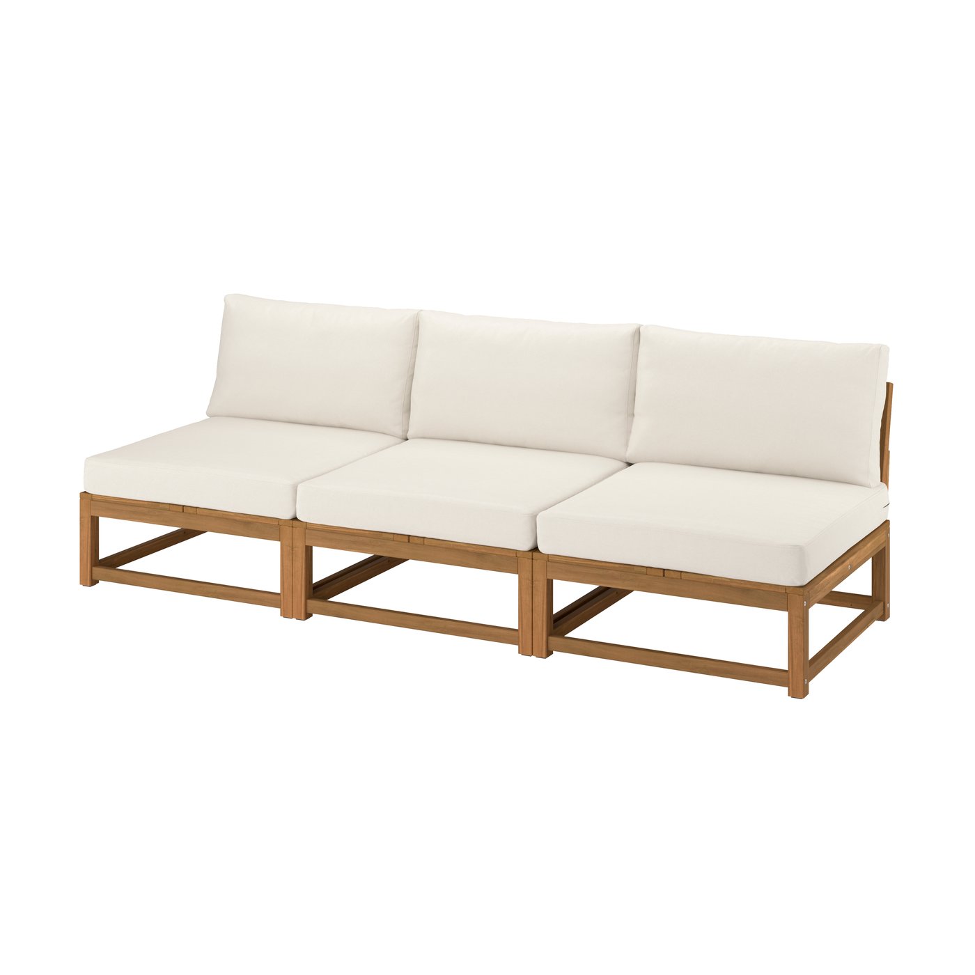 IKEA - NÄMMARÖ 3:n istuttava sohva, ulkokäyttöön vaaleanruskeaksi petsattu/Frösön/Duvholmen beige, 80x80 cm\77x56 cm\80x44 cm\80x80 cm\80x44 cm\81x81 cm