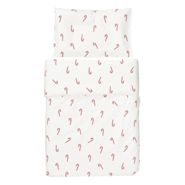 LÖVSÅNGARE ローヴソンガーレ 掛け布団カバー＆枕カバー1枚 ベビーベッド用, キャンディーケーン模様