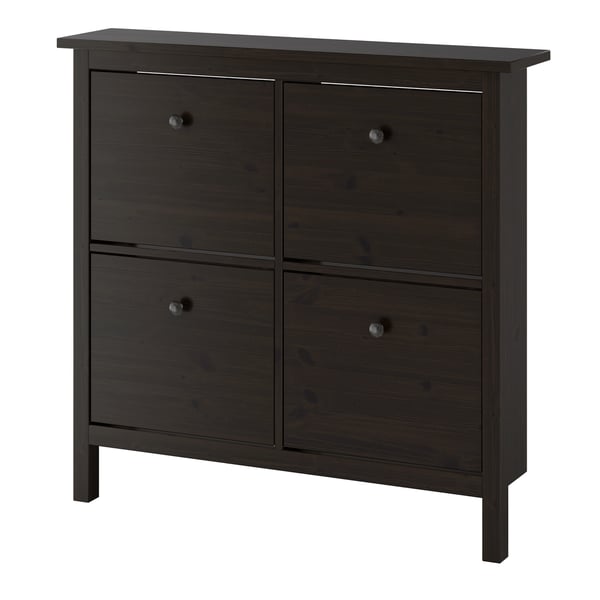 A black-brown HEMNES shoe cabinet with 4 compartments