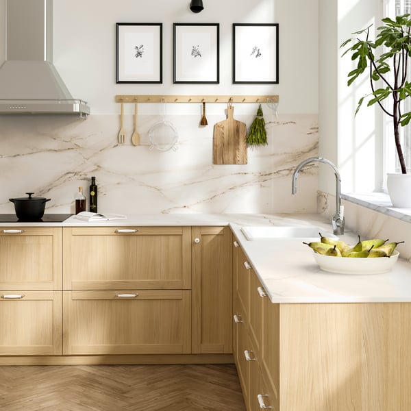 Столешница из матового белого/мраморного фарфора высокого давления MÖCKLARP, изготовленная на заказ