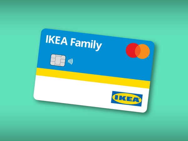IKEA Family credit card on light blue background