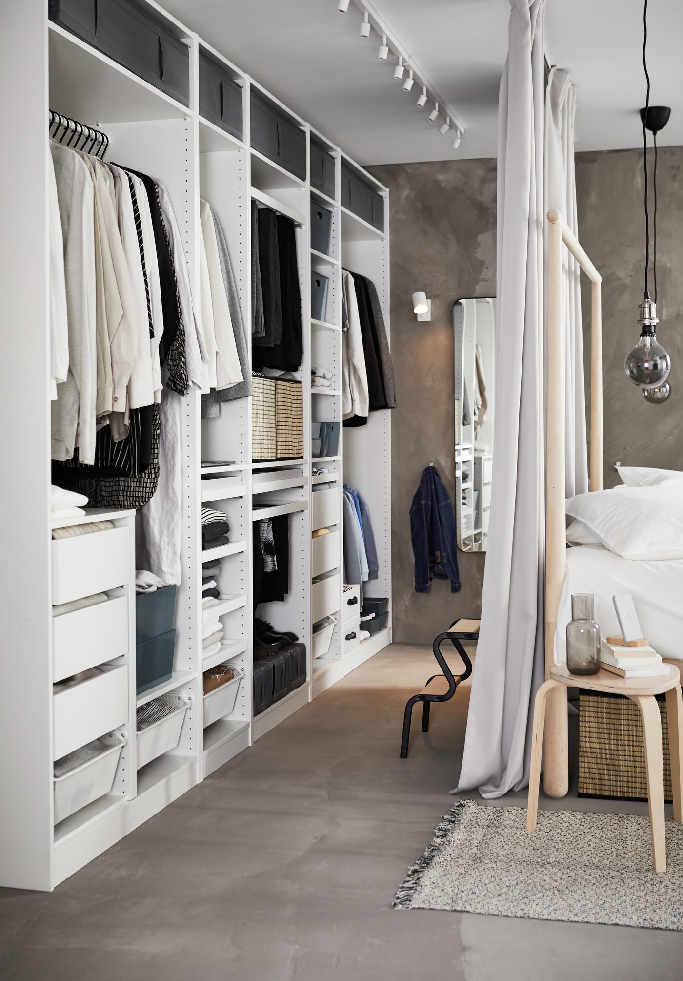 A birch/Luröy GJÖRA bed frame in the bedroom