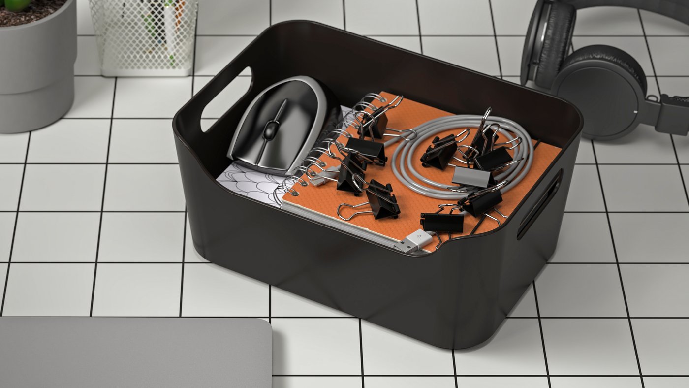 An anthracite UPPDATERA box in the home office