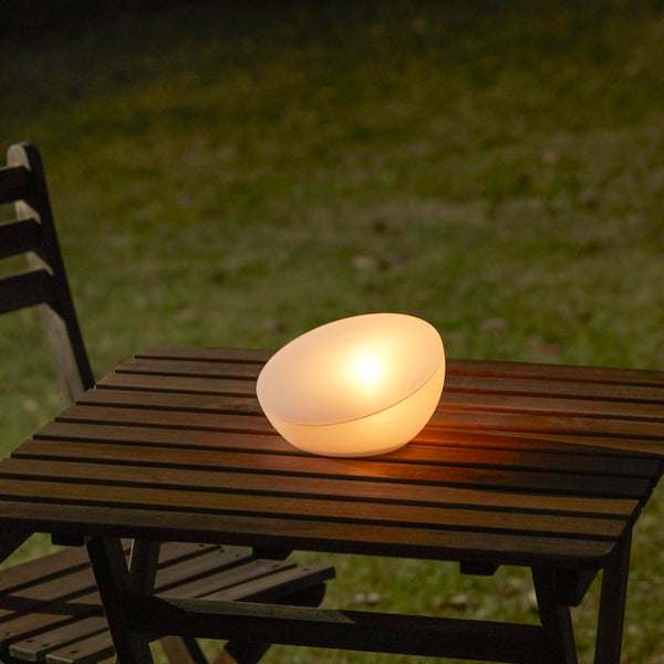 An outdoor/half globe white SOLVINDEN LED solar-powered lighting