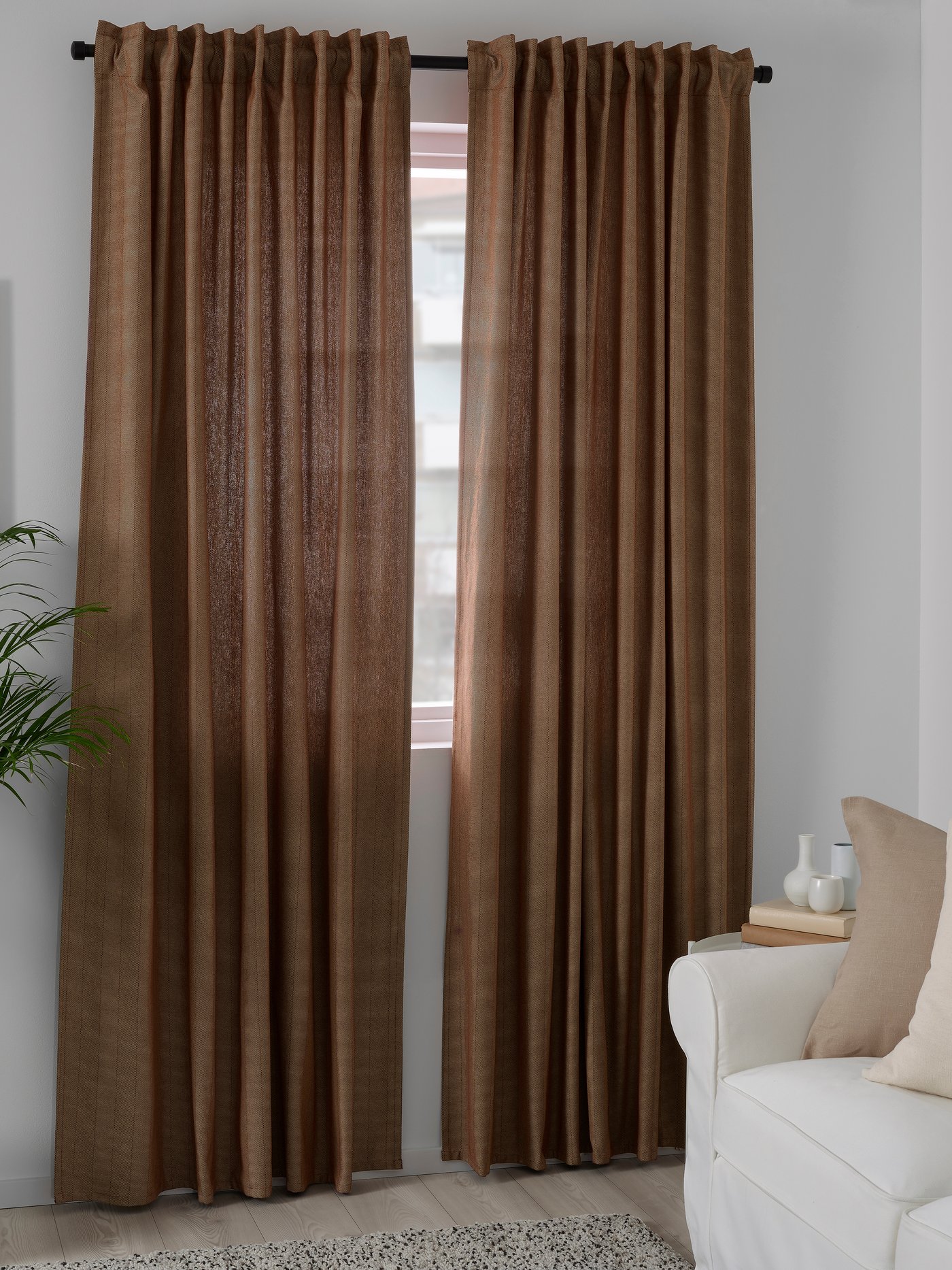 A with heading tape/dark red TIBAST room darkening curtains, 1 pair
