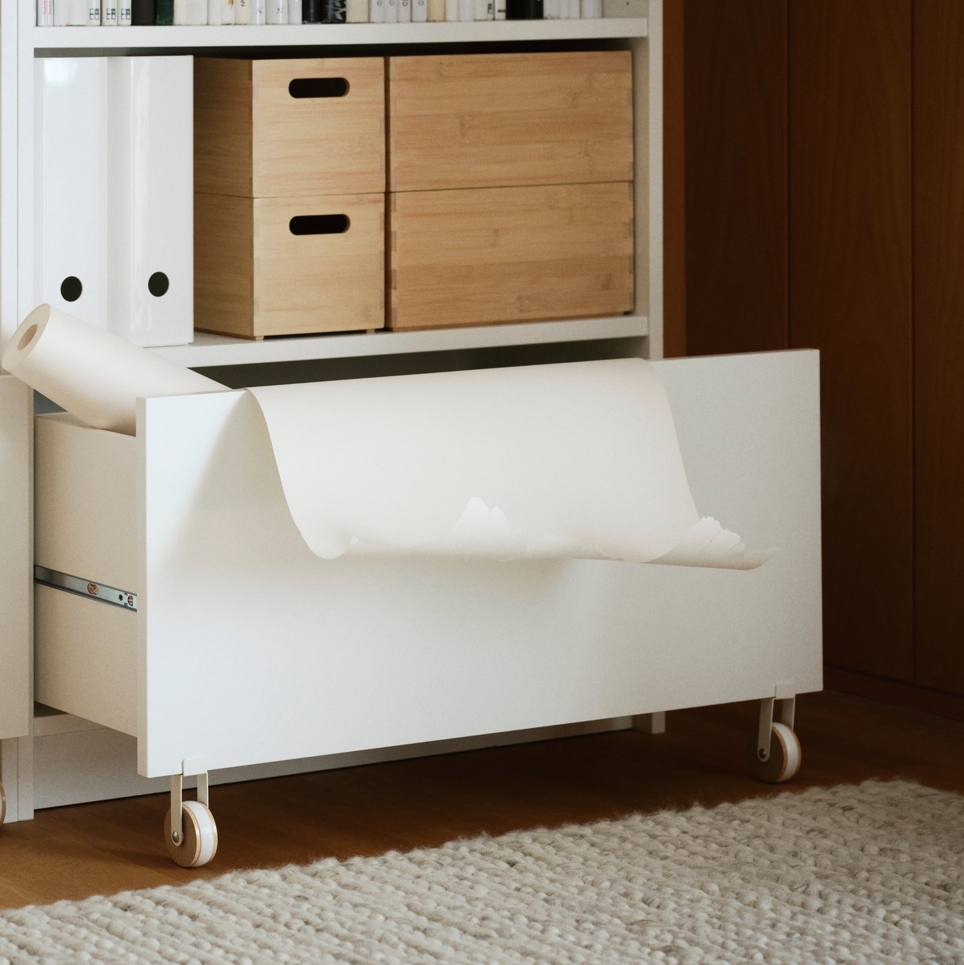 A white BILLY bookcase with drawer