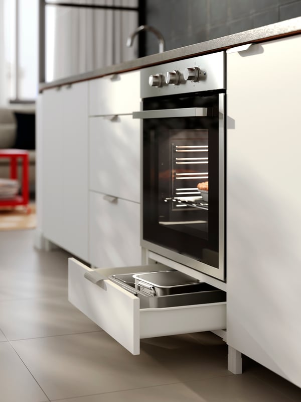 A white ENHET drawer front for base cb f oven