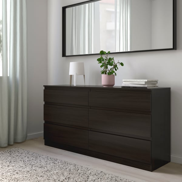 A black-brown KULLEN chest of 6 drawers