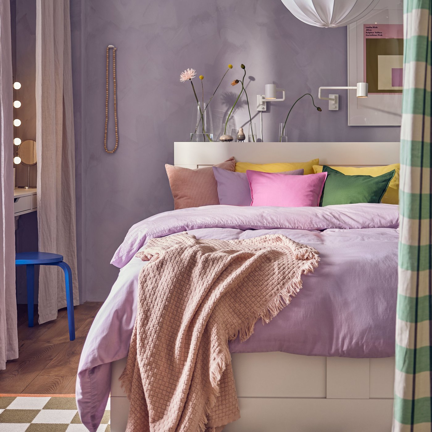 A white/Luröy BRIMNES bed frame w storage and headboard