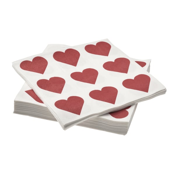 VINTERFINT ヴィンテルフィント 紙ナプキン, ハート ホワイト/レッド