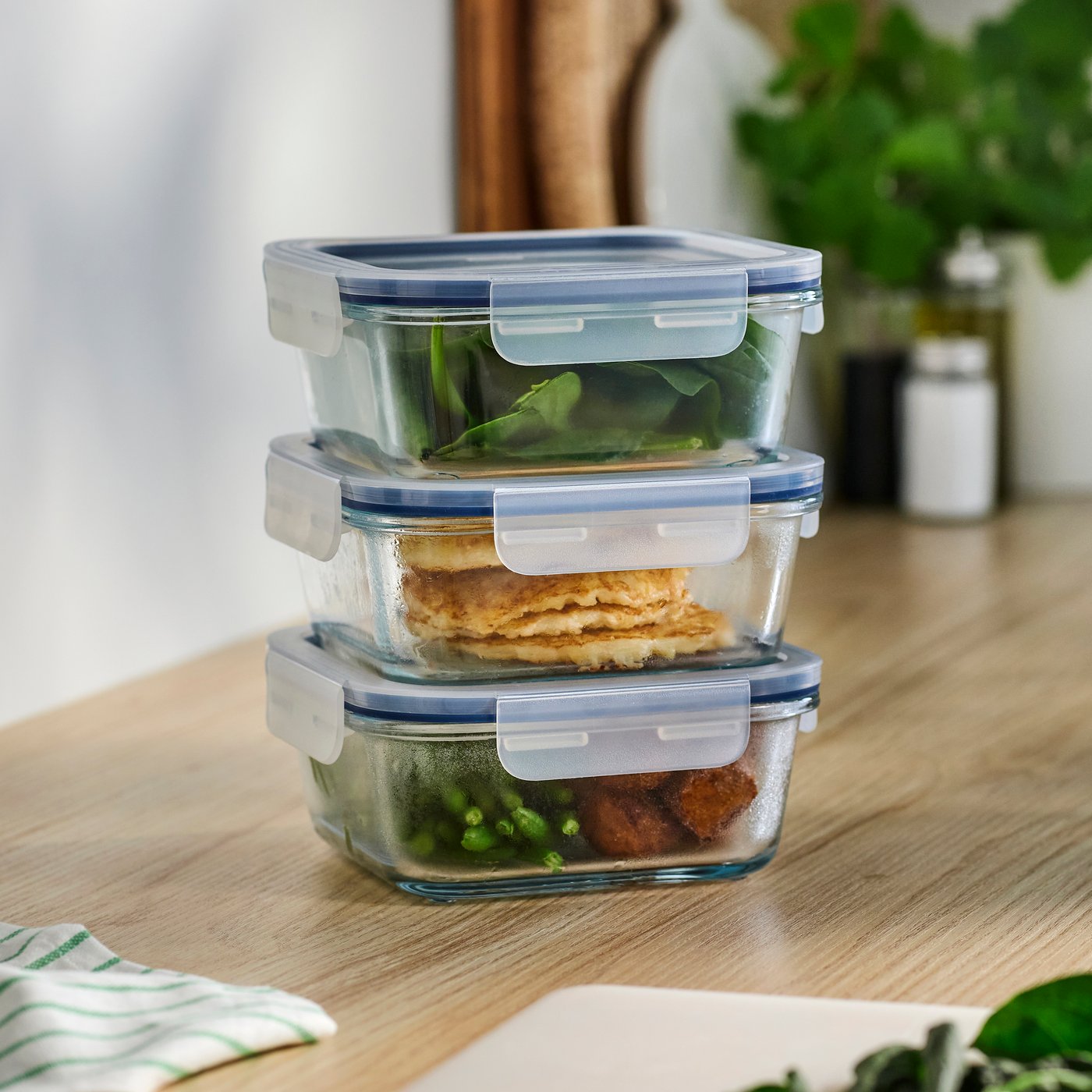 food container 15 cm square/glass