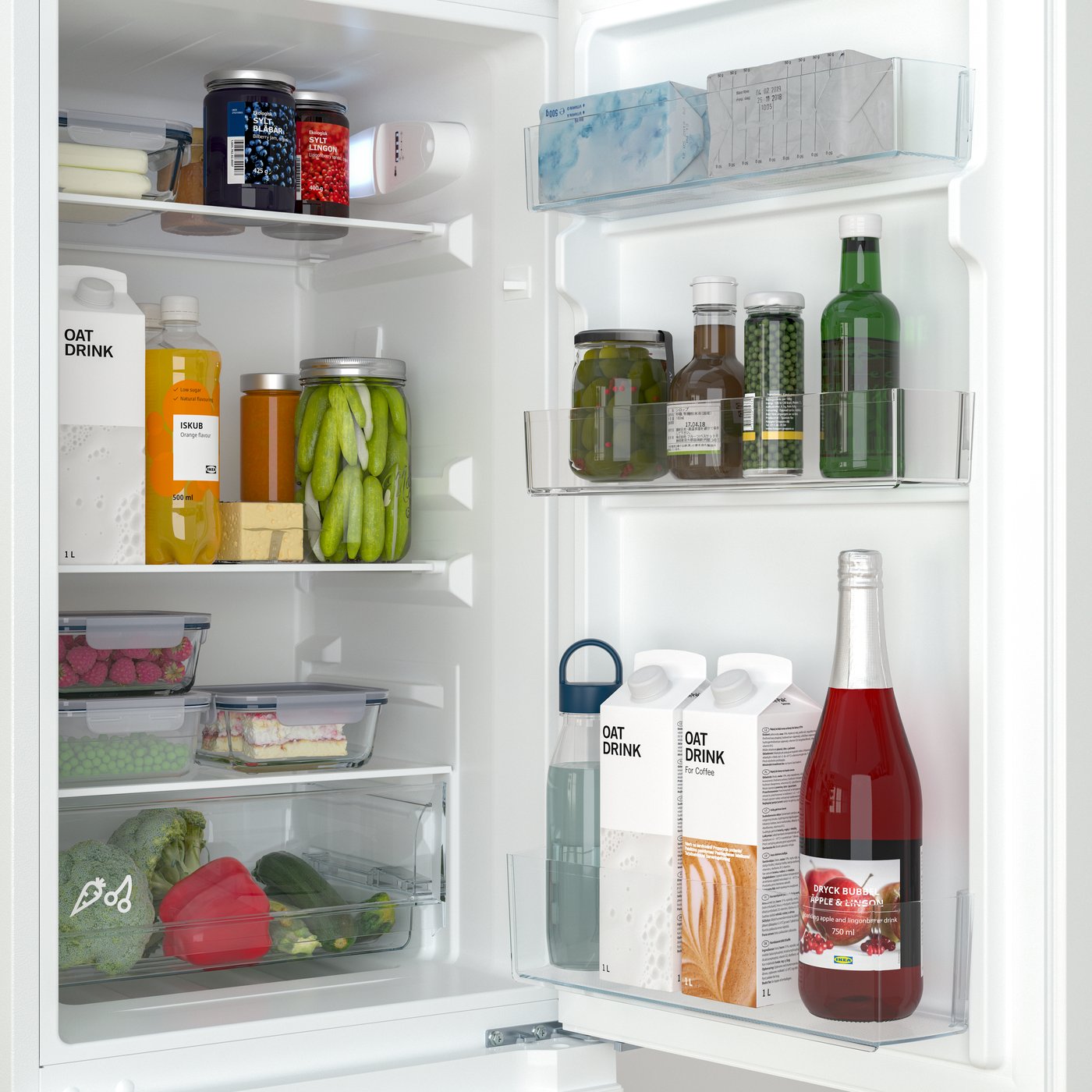 A freestanding/white LAGAN fridge/freezer