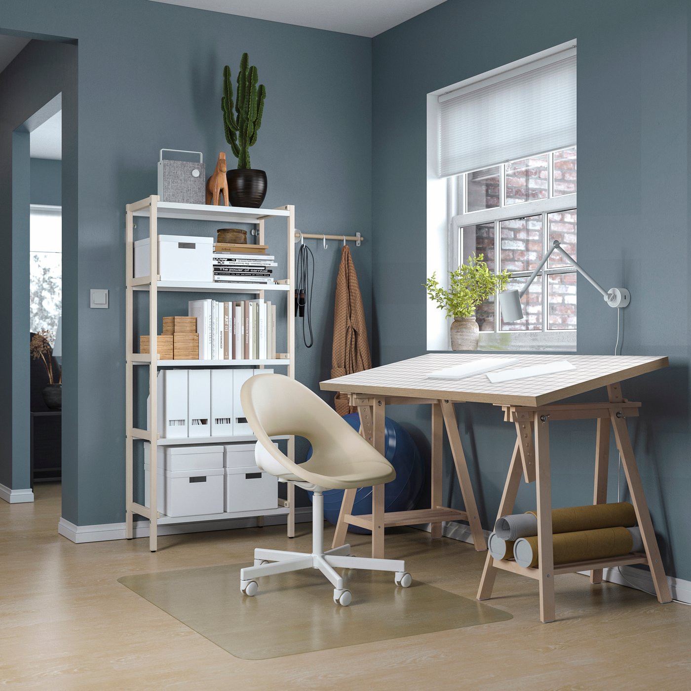 A white anthracite/birch LAGKAPTEN desk